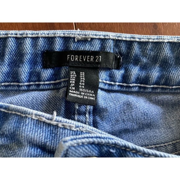 Forever 21 Distressed Blue Jean Shirts Waist 25 Bootie Shorts Cut-Off - Picture 4 of 4